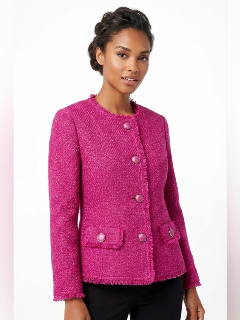 NWOT Joan Rivers Pink Button-Front Jacket Size 16